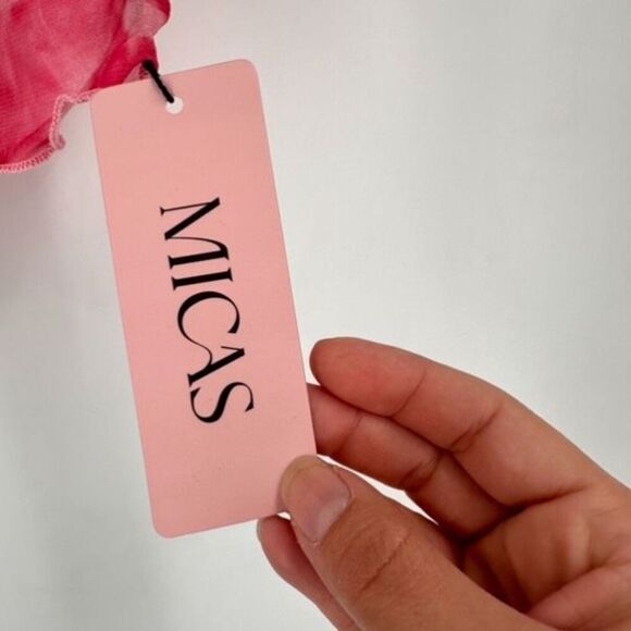 NWT Micas Pink sheer Ruffle Hem Crop Cami Tank Top Whimsical Fairy Small Cami - Picture 4 of 10